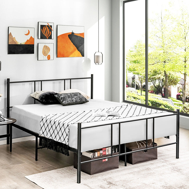 Full/Queen Size Platform Bed Frame with High Headboard