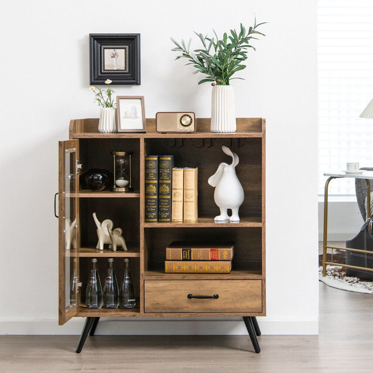 Buffet Sideboard with Removable Wine Rack and Glass Holder