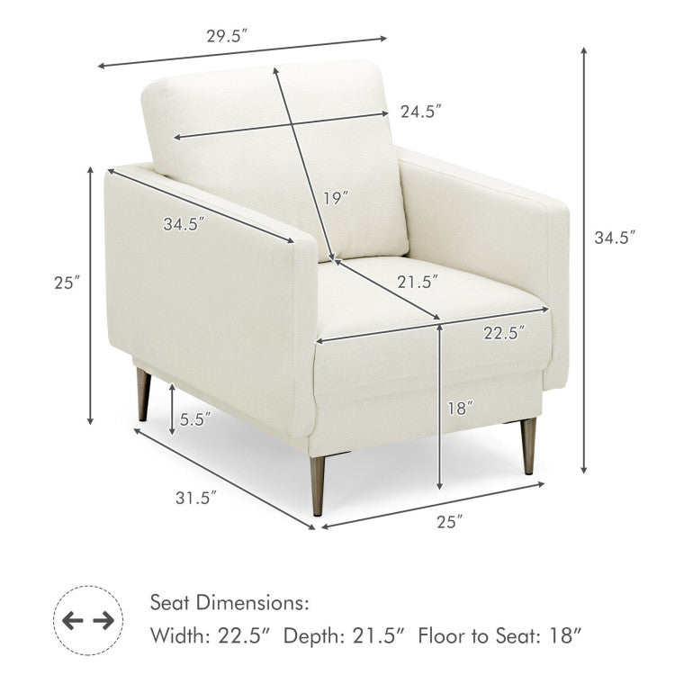 Modern Upholstered Accent Chair with Removable Backrest Cushion