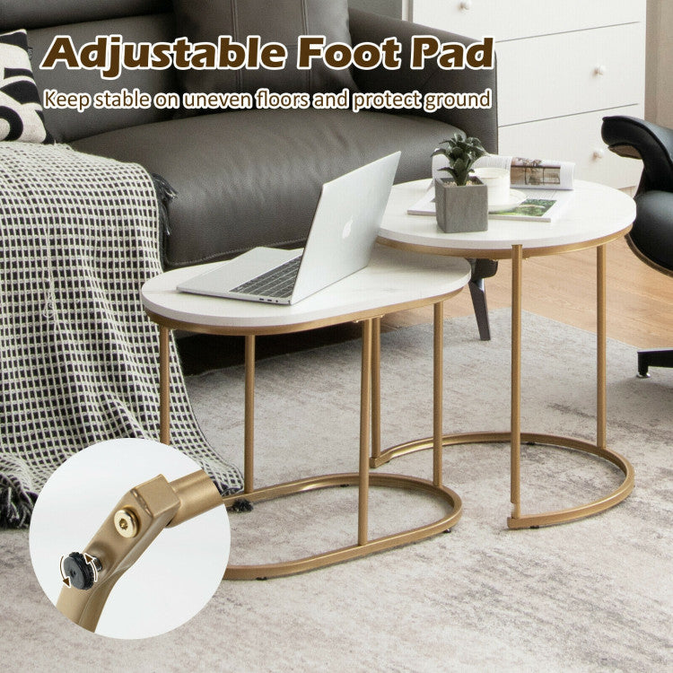 Modern Marble Look Stacking Nesting Coffee Table Set