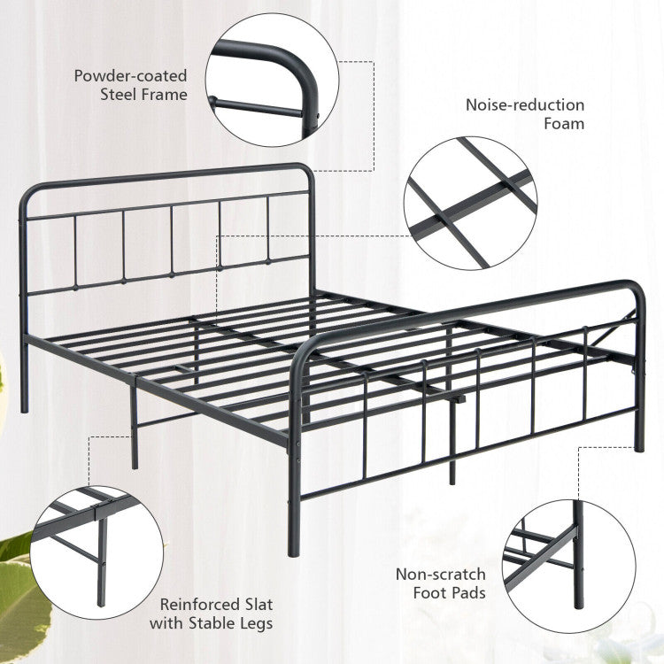 Heavy Duty Metal Platform Bed Frame with Headboard