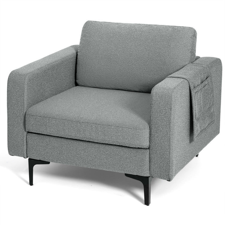 Modern Accent Armchair with Side Storage Pocket