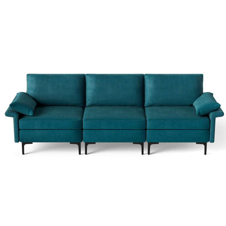 Large 3-Seat Sofa Sectional with Metal Legs for 3-4 People