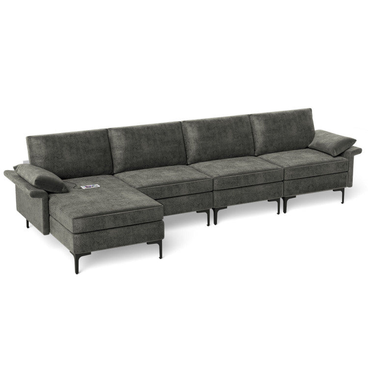 Extra Large L-Shaped Sectional Sofa with Reversible Chaise