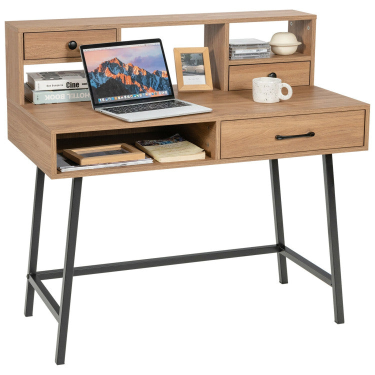 42-Inch Vanity Desk with Tabletop Shelf and 2 Drawers