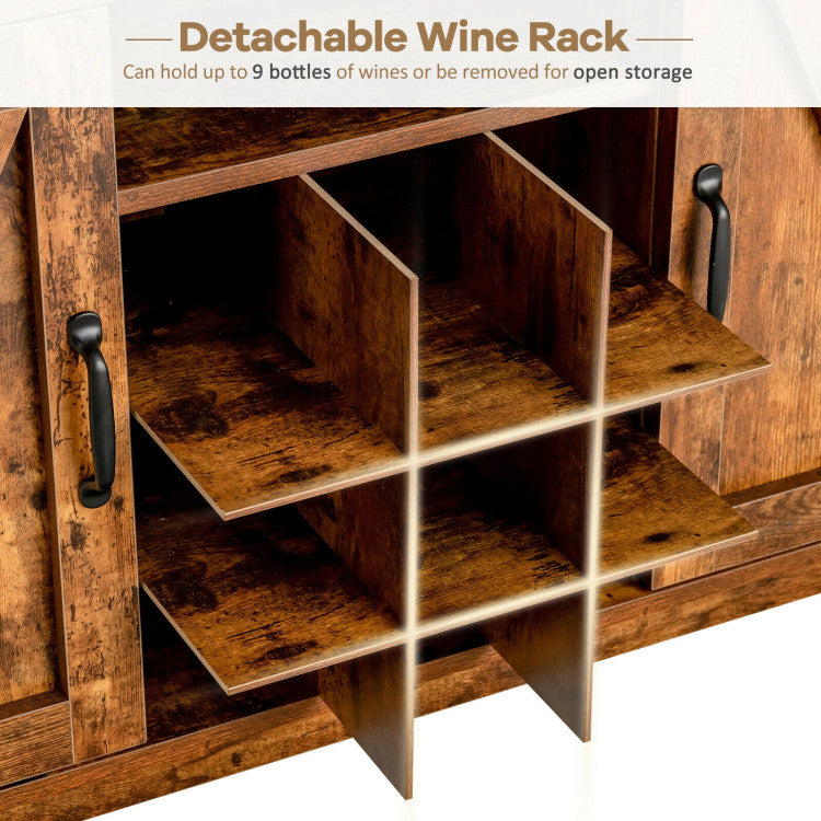 Farmhouse Sideboard with Detachable Wine Rack and Cabinets