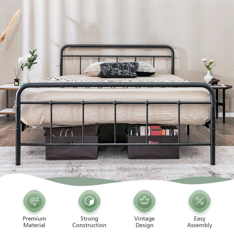 Heavy Duty Metal Platform Bed Frame with Headboard