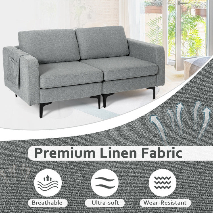 Modern Loveseat Sofa Couch with Side Storage Pocket