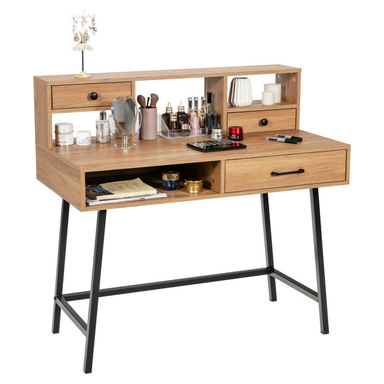 42-Inch Vanity Desk with Tabletop Shelf and 2 Drawers