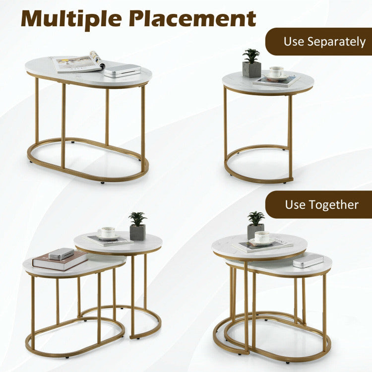 Modern Marble Look Stacking Nesting Coffee Table Set