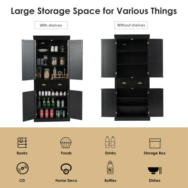 Traditional Freestanding Storage Cabinet with Adjustable Shelves and Drawer