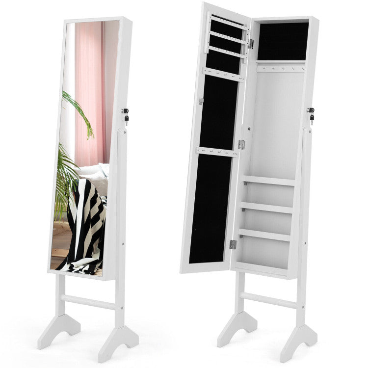 Standing Jewelry Cabinet with Full-Length Mirror