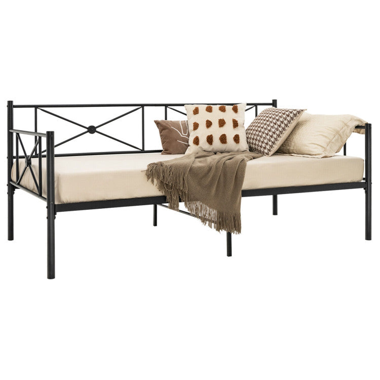 Metal Daybed Frame Twin Size with Heavy Duty Steel Slats Support