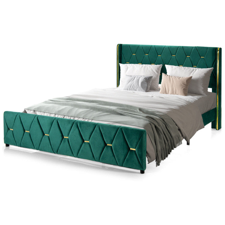 Queen/Full Size Upholstered Platform Bed Frame with Adjustable Headboard