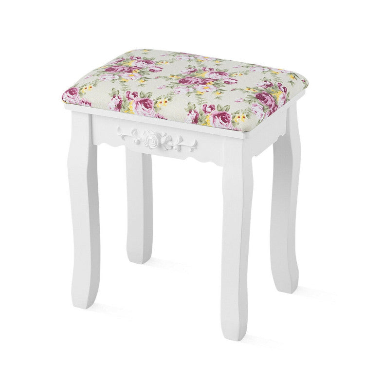 Makeup Dressing Table and Bench 3 Drawers and Cushioned Stool for Girls