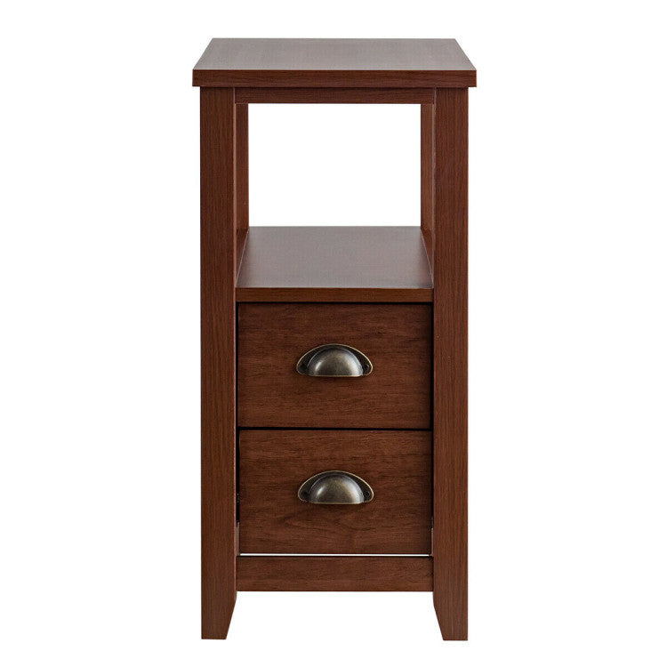 23.5 X 12 Inch Rectangular Nightstand with 2 Drawers and Shelf