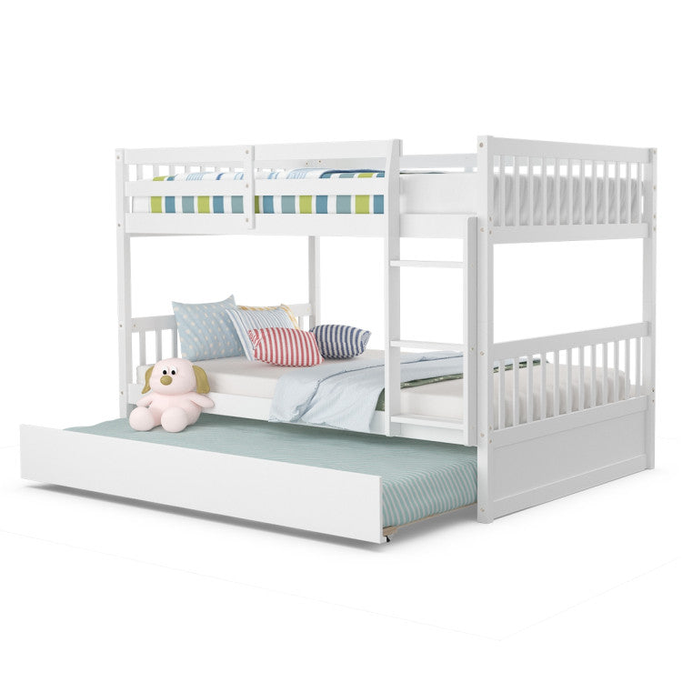 Full over Full Bunk Bed Platform Wood Bed with Ladder