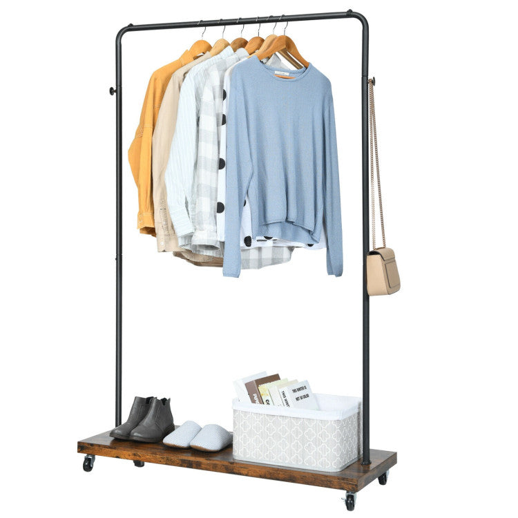 Heavy Duty 2 in 1 Clothes Stand Rack with Lockable Casters