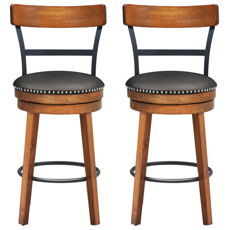 Set of 2 Swivel Counter Height Bar Stools