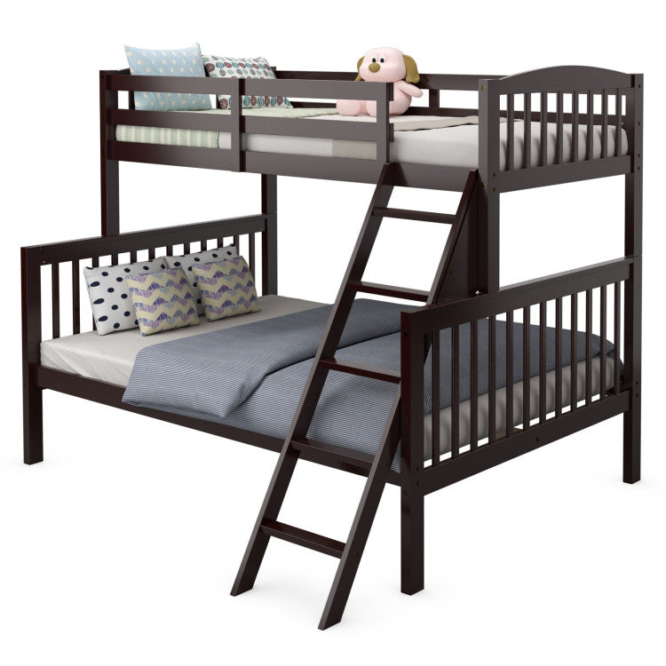 Twin over Full Bunk Bed with Ladder and Guardrail