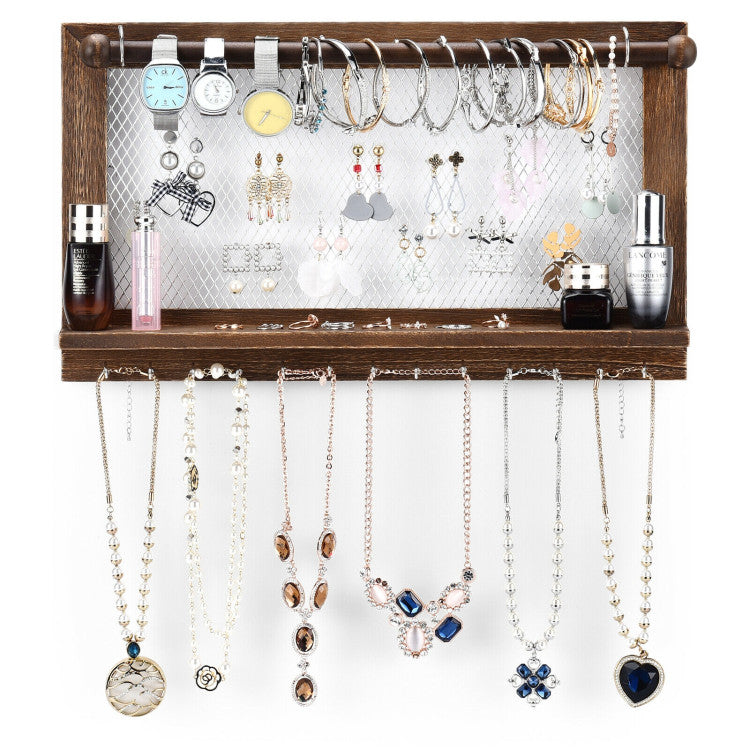 Wall Mounted Jewelry Rack with Removable Bracelet Rod