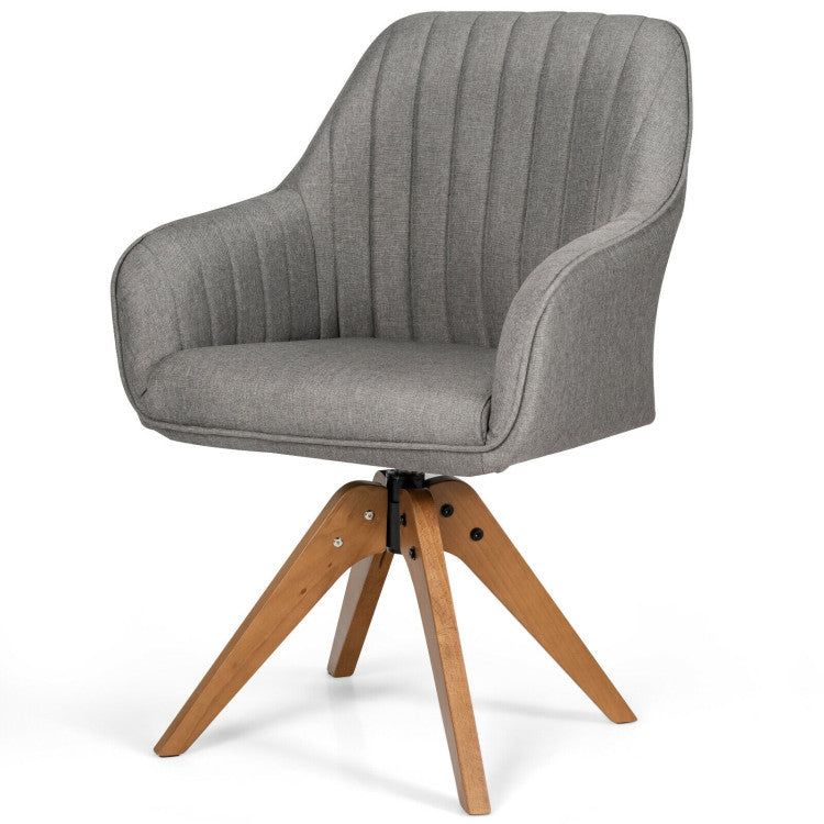 Fabric Swivel Accent Chair with Beech Wood Legs