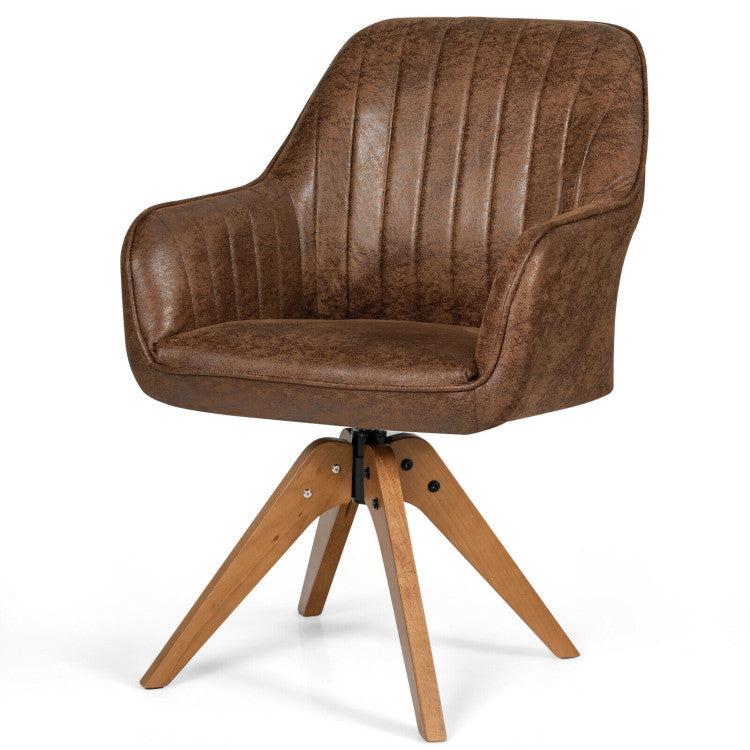 Stylish Swivel Home Office Chair with Solid Wood Legs