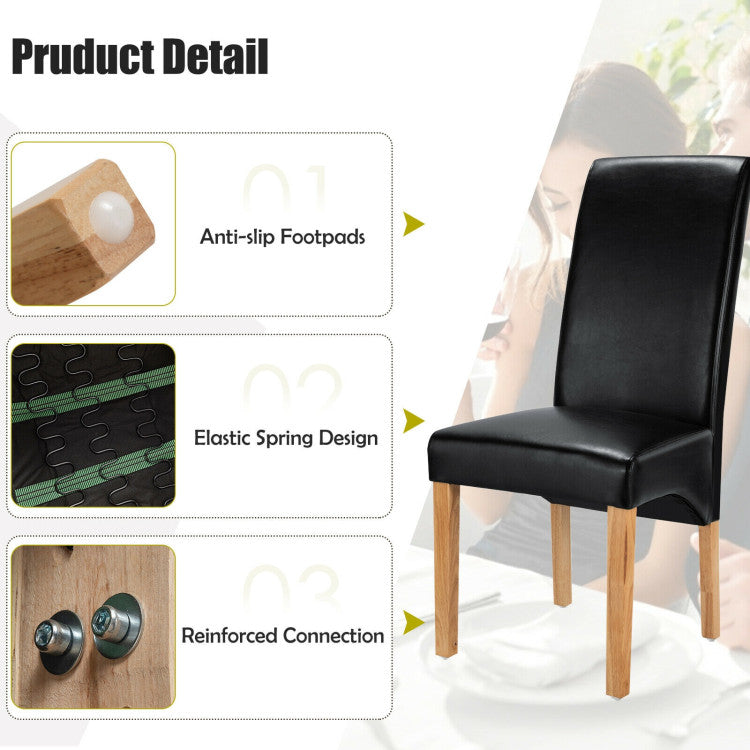 2 Pieces Dining Chairs Set with Rubber Wood Legs