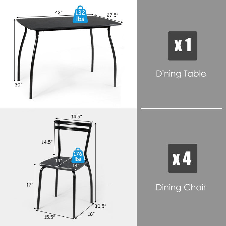 5 Pieces Dining Table Set with 4 Chairs