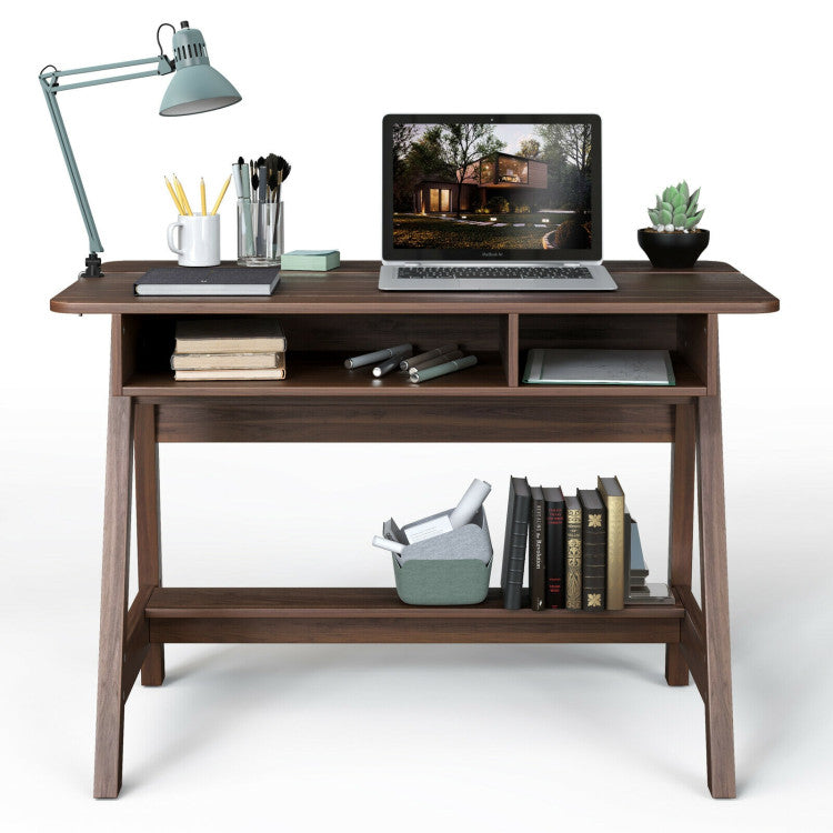 Mid Century Writing Desk with Storage Cubes and Hidden Compartment