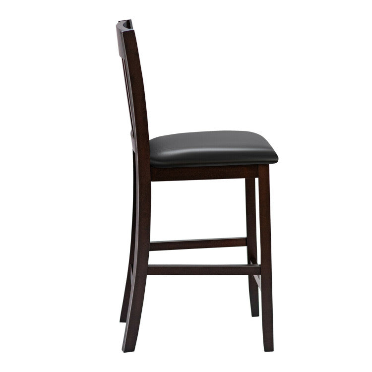 25 Inches Set of 2 Bar Stools with Rubber Wood Legs