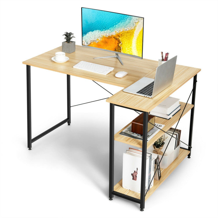 48 Inch Reversible L Shaped Computer Desk with Adjustable Shelf