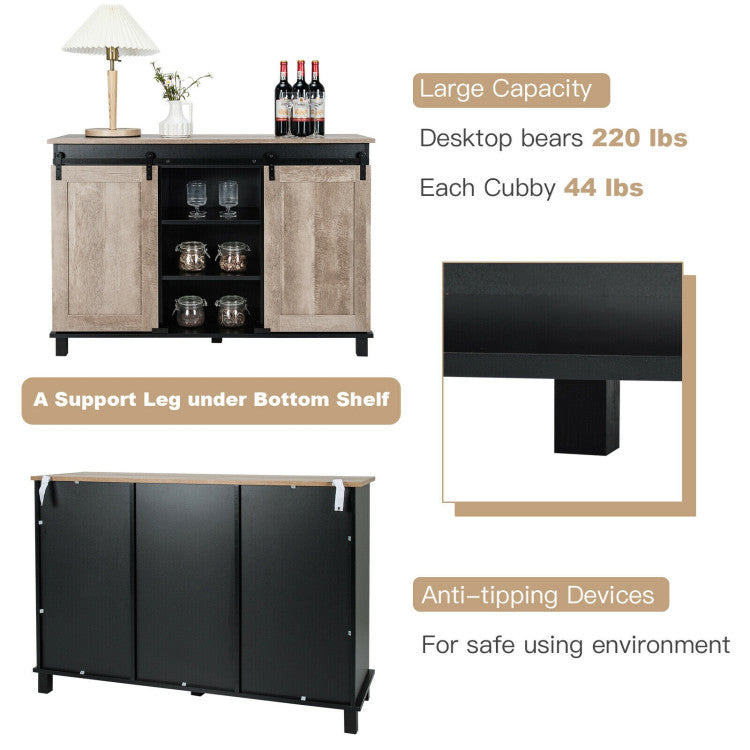 Kitchen Buffet Sideboard with 2 Sliding Barn Doors for Dining Living Room