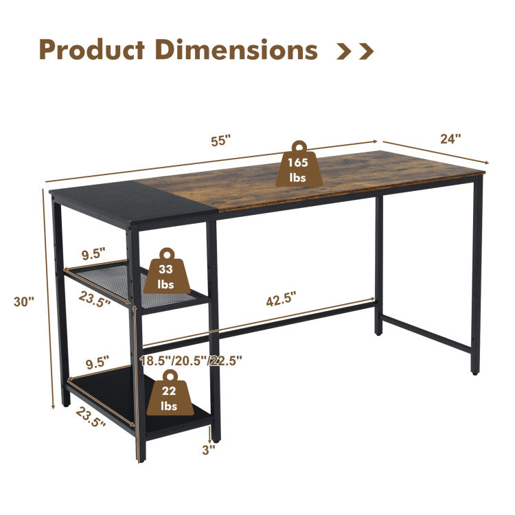 55 Inch Reversible Computer Desk with Splice Tabletop