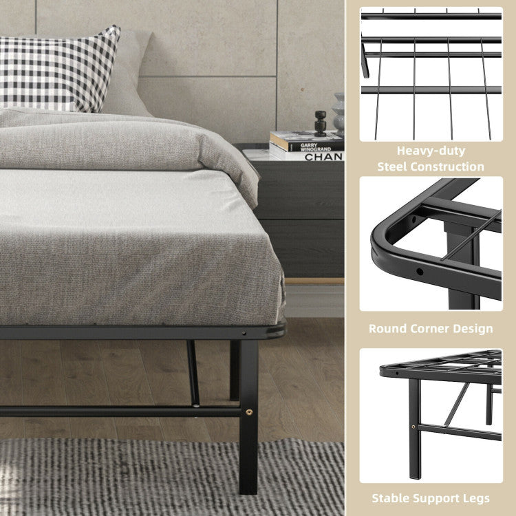 Twin/Full/Queen Size Foldable Metal Platform Bed with Tool-Free Assembly