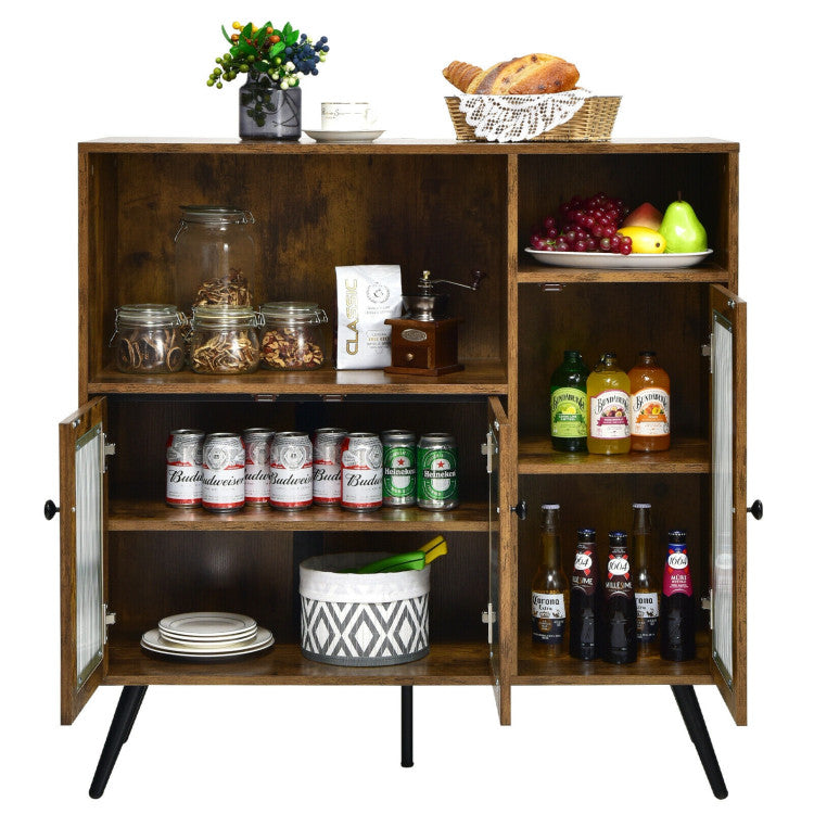 Buffet Storage Cupboard with Glass Door and Adjustable Shelves