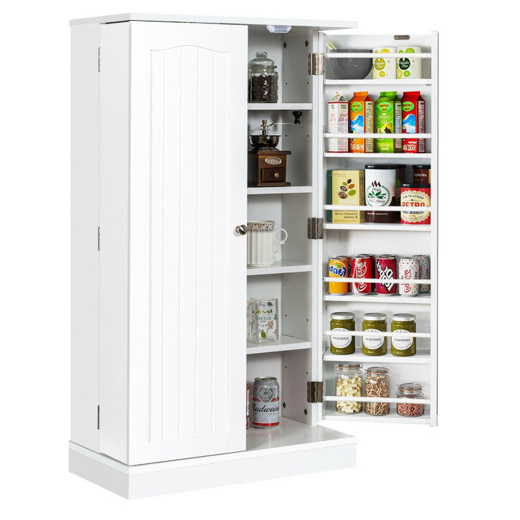 17-Tier Kitchen Pantry Cabinet with 2 Doors and 6 Adjustable Shelves