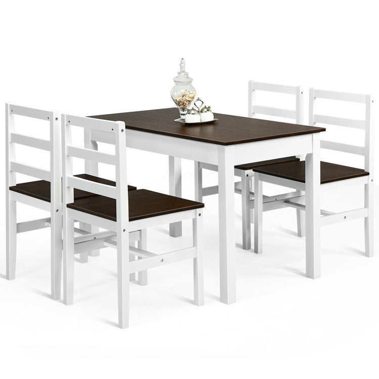 5 Pieces Solid Wood Compact Kitchen Dining Set