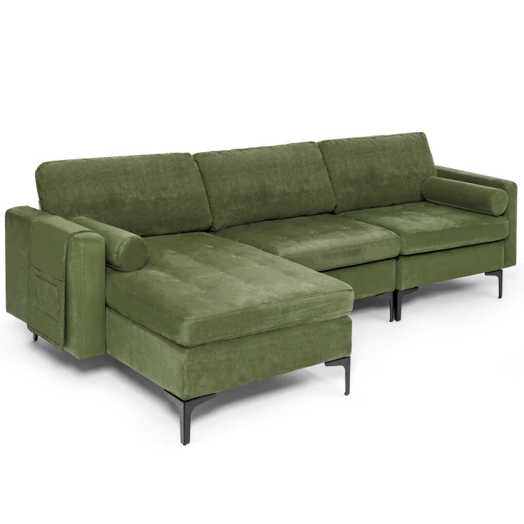 Modular L-Shaped Sectional Sofa with Reversible Chaise and 2 USB Ports