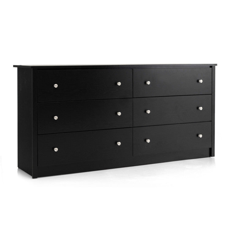 Freestanding 6-Drawer Dresser with Mental Knobs for Bedroom