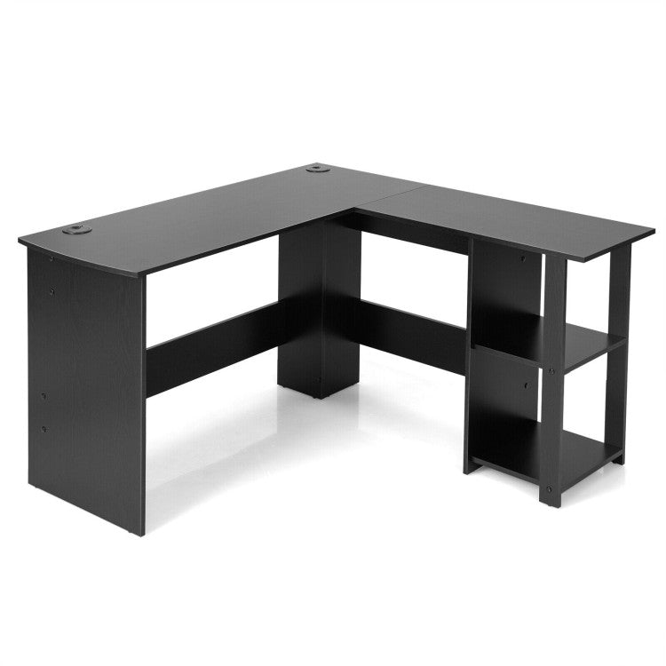 L Shaped Corner Computer Desk with Storage Shelves