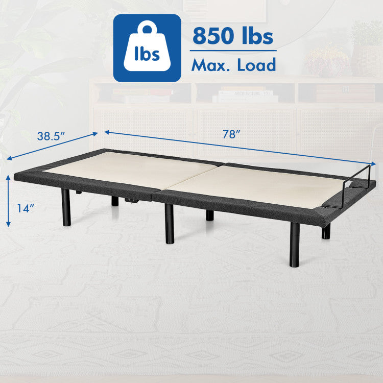 Twin/Queen Size Adjustable Bed Base Electric Bed Frame with Massage Modes