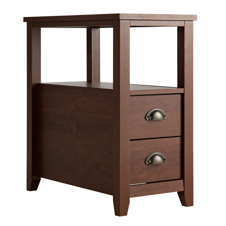 23.5 X 12 Inch Rectangular Nightstand with 2 Drawers and Shelf