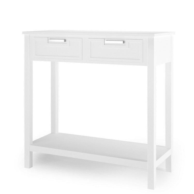 2 Drawers Accent Console Entryway Storage Shelf with Bottom Shelf