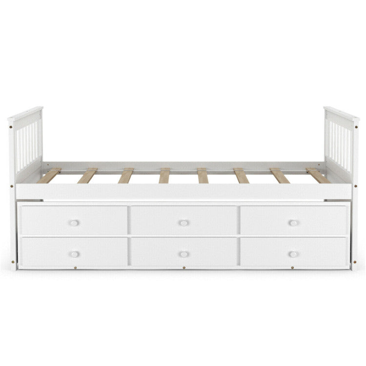 Twin Captain’S Bed with Trundle and 3 Storage Drawers