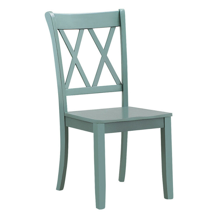 Set of 2 Cross Back Rubber Wood Dining Chairs