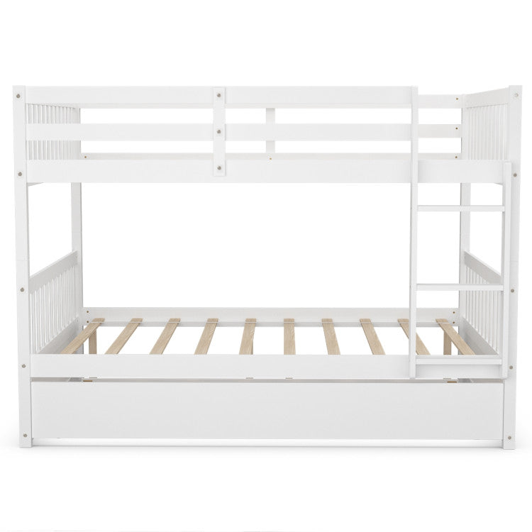 Full over Full Bunk Bed Platform Wood Bed with Ladder