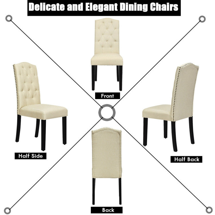 Set of 2 Modern Armless Tufted Kitchen Dining Chairs with Padded Seat