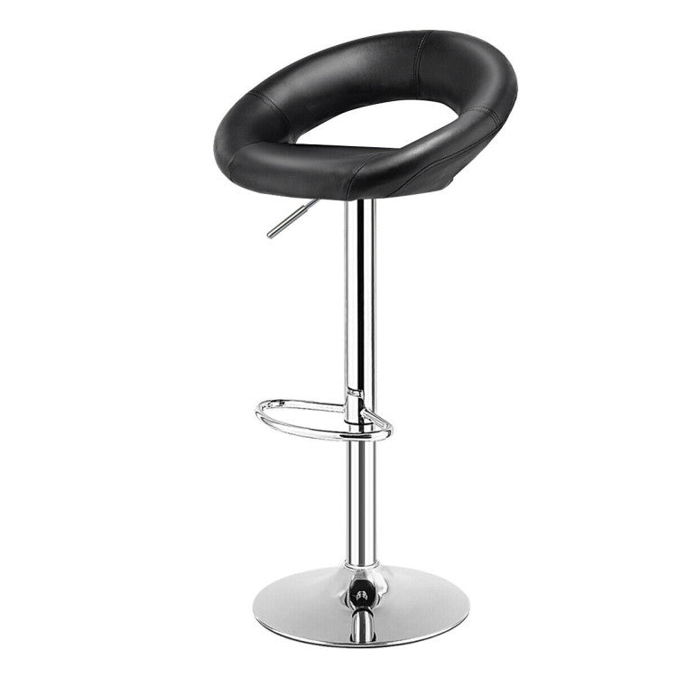 Set of 2 Bar Stools Adjustable PU Leather Swivel Chairs