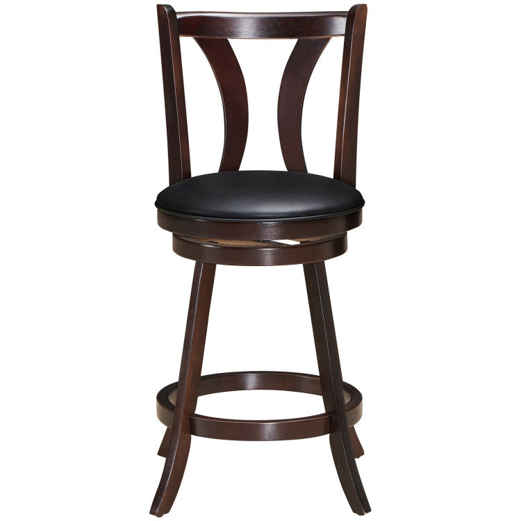 24/29.5 Inch Set of 2 Swivel Bar Stools Bar Height Chairs with Rubber Wood Legs